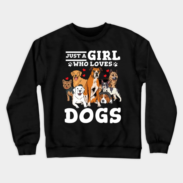 Boxer Dog Just a Girl Who Loves Dogs Crewneck Sweatshirt by tabbythesing960